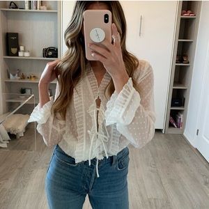 ISO White Sugarlips Sheer Blouse with ties